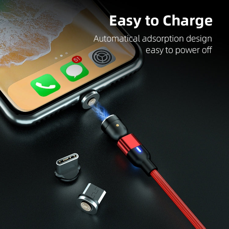1m 3A Output 3 in 1 USB to 8 Pin + USB-C / Type-C + Micro USB 540 Degree Rotating Magnetic Data Sync Charging Cable(Red)