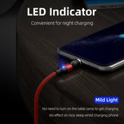 1m 3A Output 3 in 1 USB to 8 Pin + USB-C / Type-C + Micro USB 540 Degree Rotating Magnetic Data Sync Charging Cable(Black)