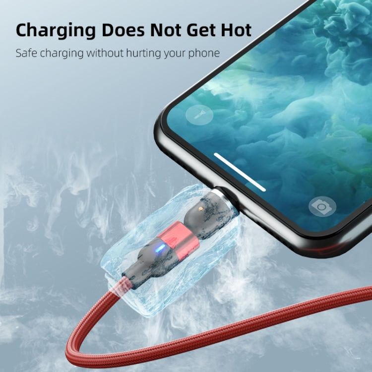 2m 3A Output 3 in 1 USB to 8 Pin + USB-C / Type-C + Micro USB 540 Degree Rotating Magnetic Data Sync Charging Cable(Black)
