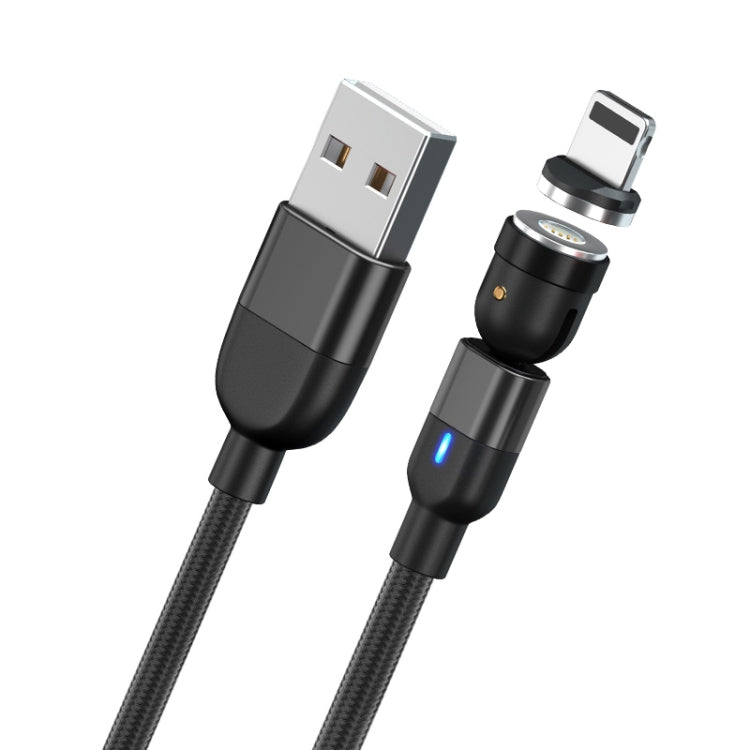 1m 3A Output USB to 8 Pin 540 Degree Rotating Magnetic Data Sync Charging Cable(Black)
