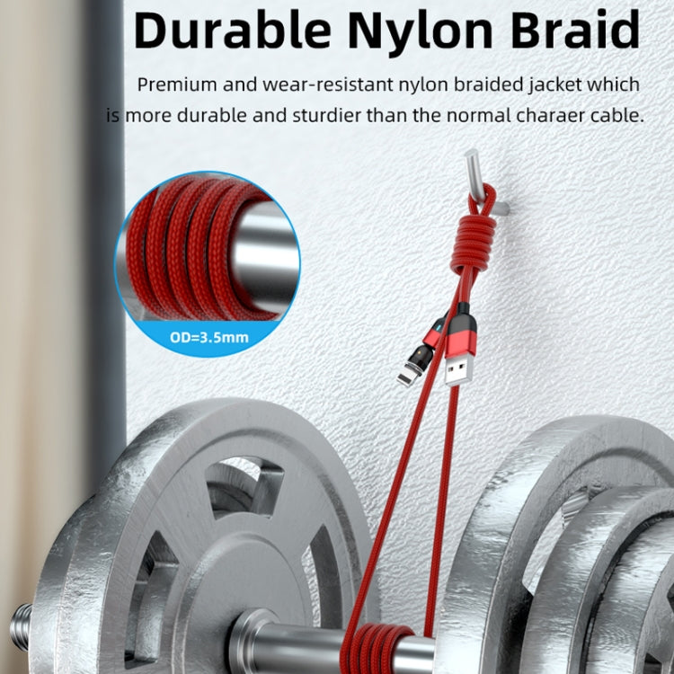 1m 3A Output USB to 8 Pin 540 Degree Rotating Magnetic Data Sync Charging Cable(Red)