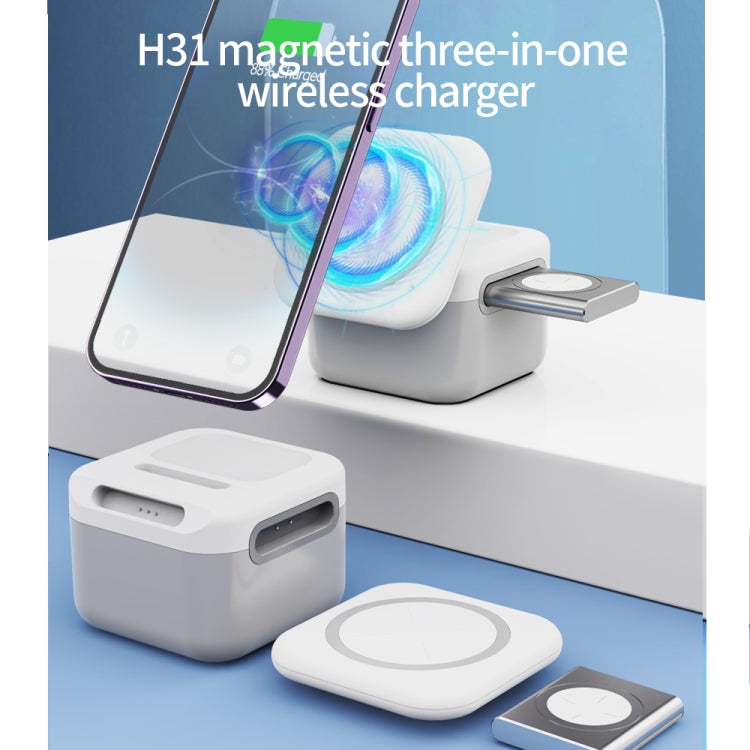 H31 15W 3 in 1 Magnetic Multifunctional Wireless Charger (White)