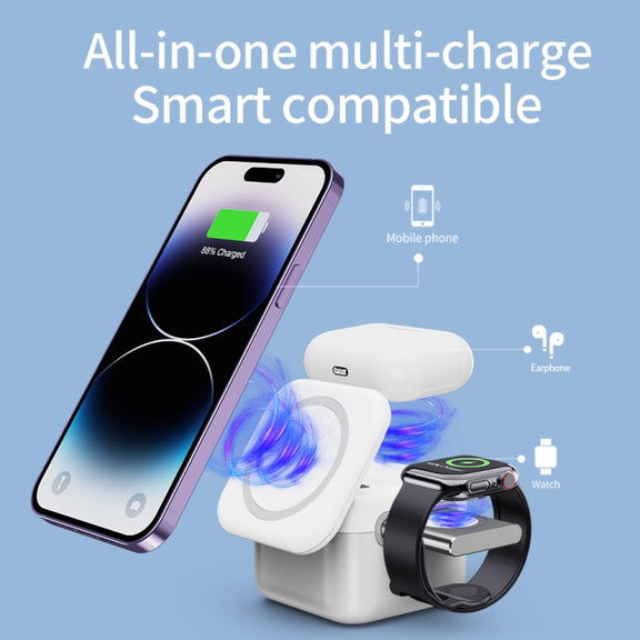 H31 15W 3 in 1 Magnetic Multifunctional Wireless Charger (White)