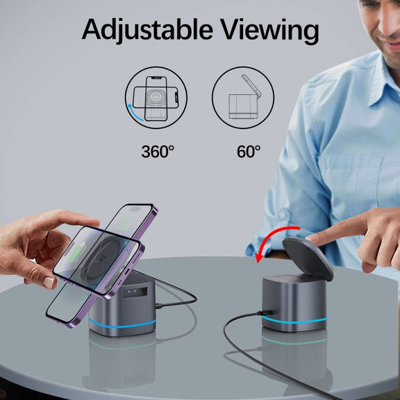 H32 15W 3 in 1 Magnetic Multifunctional Wireless Charger (Grey)