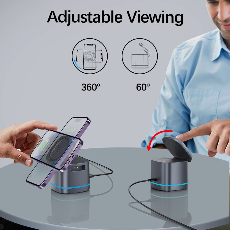 H32 15W 3 in 1 Magnetic Multifunctional Wireless Charger (Grey)