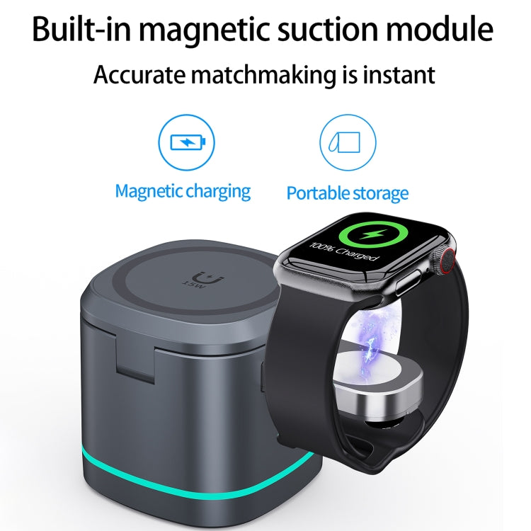 H32 15W 3 in 1 Magnetic Multifunctional Wireless Charger (Grey)