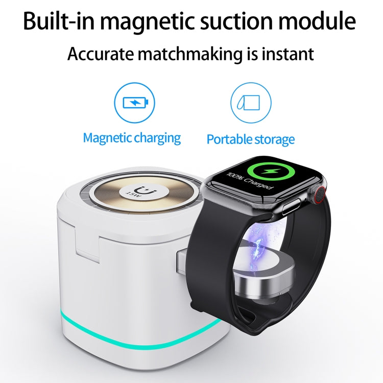 H32 15W 3 in 1 Magnetic Multifunctional Wireless Charger (White)