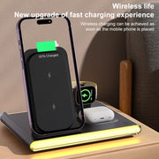 C27 15W 4 in 1 Foldable Magnetic Wireless Charger with Ambient Light (White)