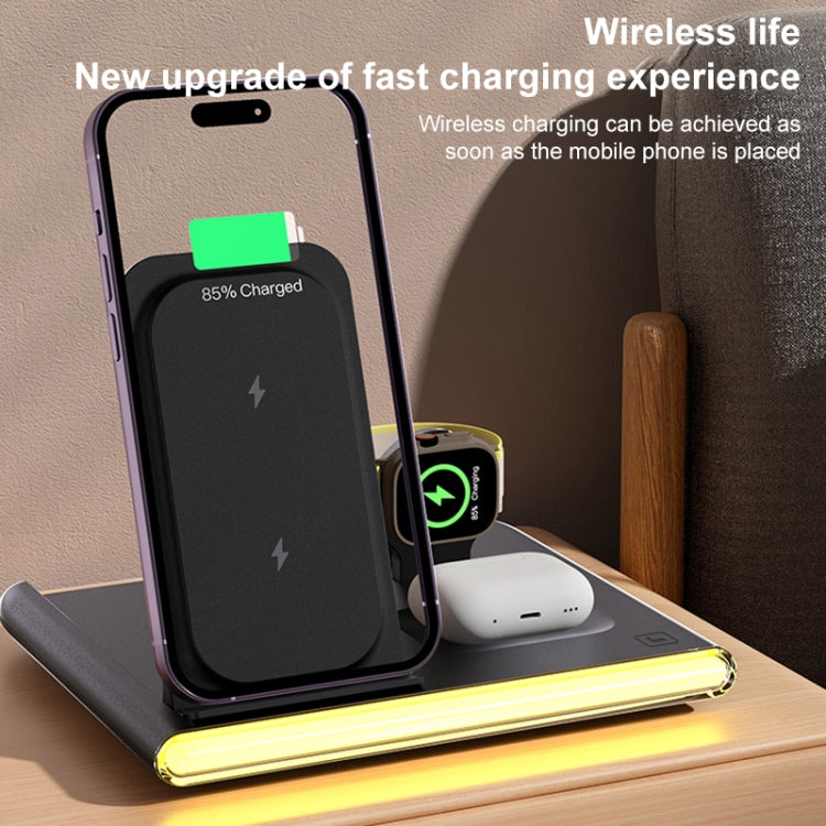C27 15W 4 in 1 Foldable Magnetic Wireless Charger with Ambient Light (Black)