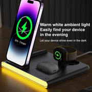 C27 15W 4 in 1 Foldable Magnetic Wireless Charger with Ambient Light (Black)