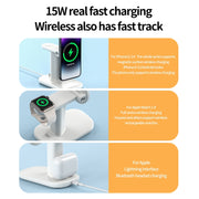 JJT-A70 15W 3 in 1 Multifunctional Magnetic Wireless Charging Holder (Black)