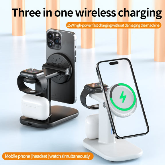 JJT-A70 15W 3 in 1 Multifunctional Magnetic Wireless Charging Holder (Black)