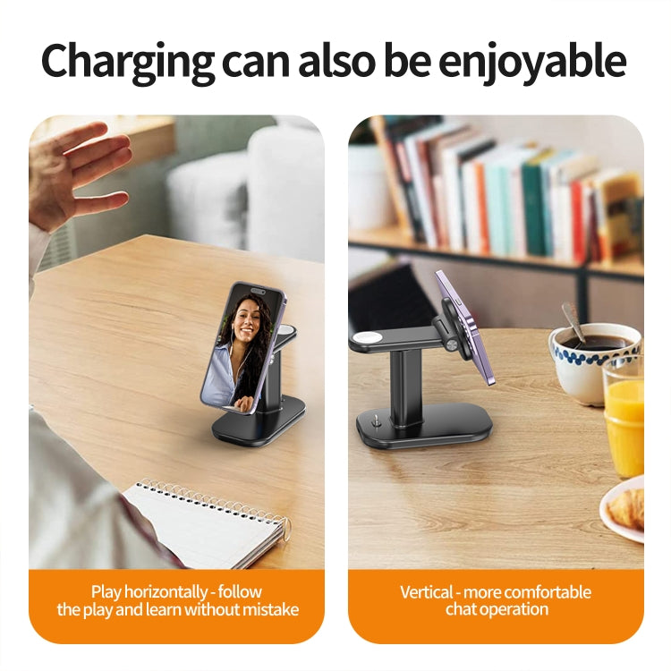 JJT-A70 15W 3 in 1 Multifunctional Magnetic Wireless Charging Holder (Black)
