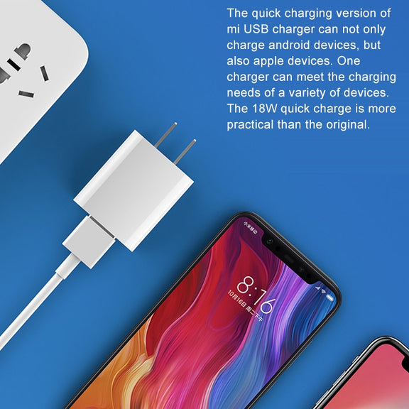 Original Xiaomi 18W Wall Charger Adapter Single Port USB Quick Charger, US Plug