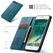 CaseMe-013 Multifunctional Retro Frosted Horizontal Flip Leather Case for iPhone 7 Plus / 8 Plus, with Card Slot & Holder & Wallet(Blue)