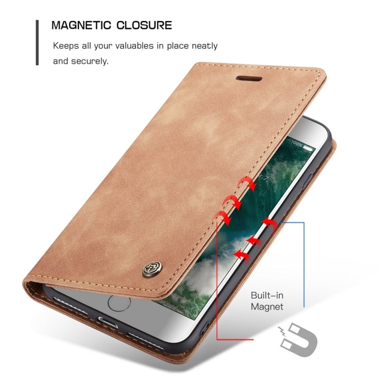 CaseMe-013 Multifunctional Retro Frosted Horizontal Flip Leather Case for iPhone 7 Plus / 8 Plus, with Card Slot & Holder & Wallet(Brown)