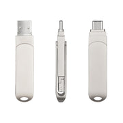 RQW-10X 3 in 1 USB 2.0 & 8 Pin & USB-C / Type-C 32GB Flash Drive, for iPhone & iPad & iPod & Most Android Smartphones & PC Computer