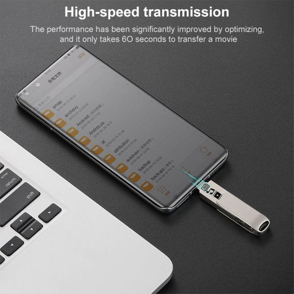 RQW-10X 3 in 1 USB 2.0 & 8 Pin & USB-C / Type-C 64GB Flash Drive, for iPhone & iPad & iPod & Most Android Smartphones & PC Computer