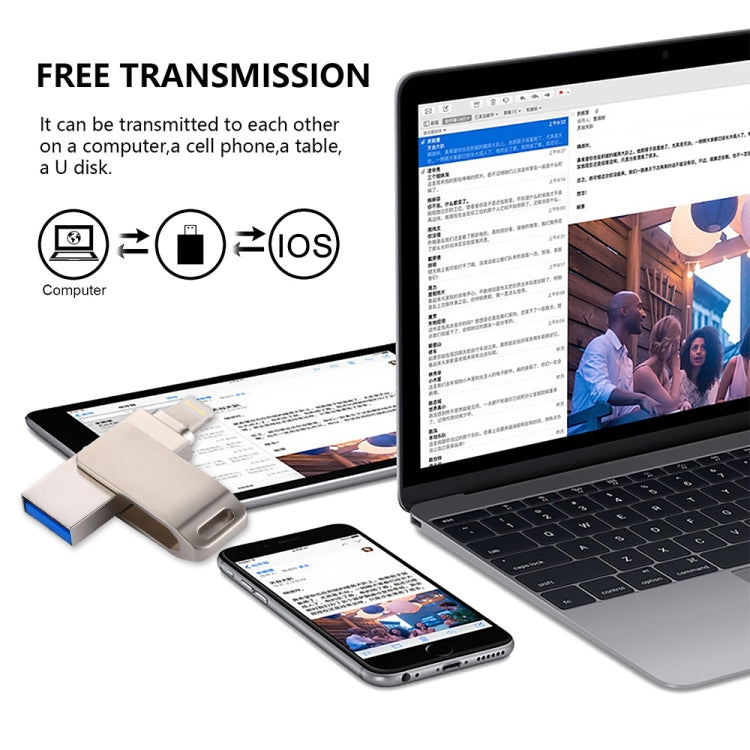 RQW-10G 2 in 1 USB 2.0 & 8 Pin 32GB Flash Drive, for iPhone & iPad & iPod & Most Android Smartphones & PC Computer
