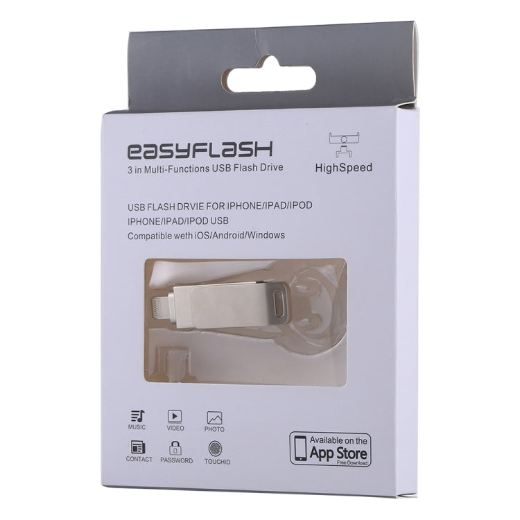 RQW-10G 2 in 1 USB 2.0 & 8 Pin 128GB Flash Drive, for iPhone & iPad & iPod & Most Android Smartphones & PC Computer