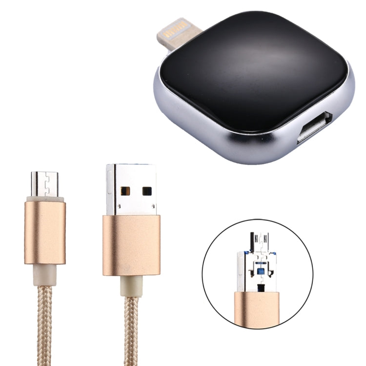 RQW-18S 8 Pin 64GB Multi-functional Flash Disk Drive with USB / Micro USB to Micro USB Cable(Black)