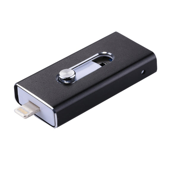 RQW-02 3 in 1 USB 2.0 & 8 Pin & Micro USB 32GB Flash Drive(Black)