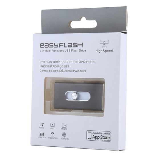 RQW-02 3 in 1 USB 2.0 & 8 Pin & Micro USB 32GB Flash Drive(Black)