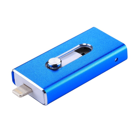 RQW-02 3 in 1 USB 2.0 & 8 Pin & Micro USB 32GB Flash Drive(Blue)