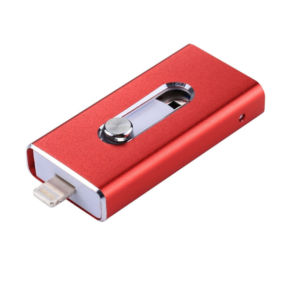RQW-02 3 in 1 USB 2.0 & 8 Pin & Micro USB 32GB Flash Drive(Red)
