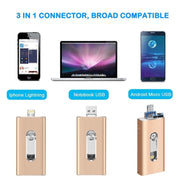 RQW-02 3 in 1 USB 2.0 & 8 Pin & Micro USB 32GB Flash Drive(Red)