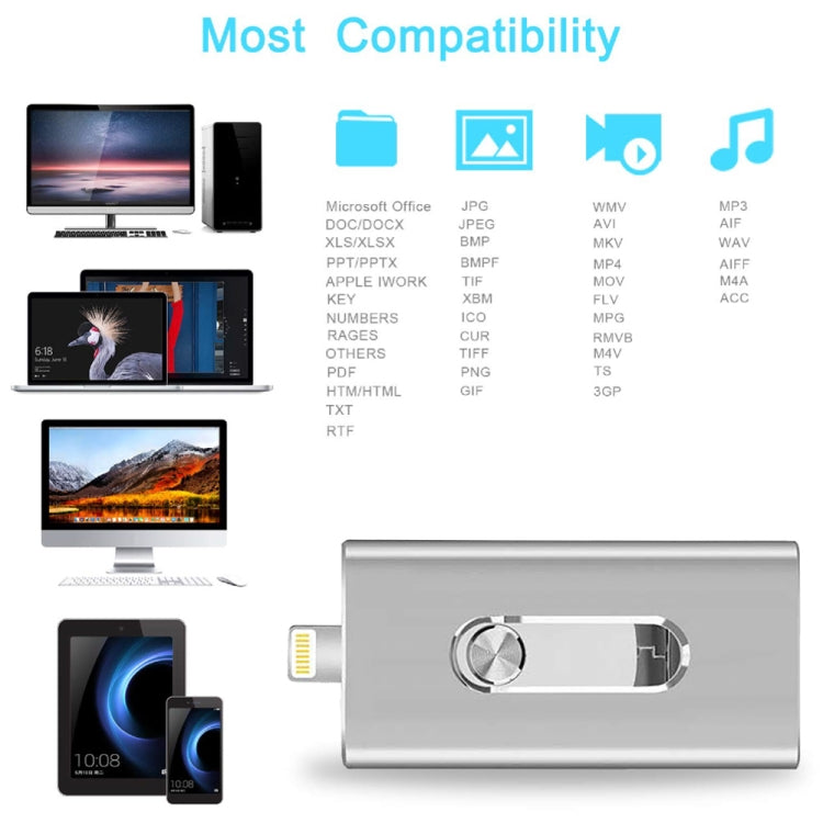 RQW-02 3 in 1 USB 2.0 & 8 Pin & Micro USB 32GB Flash Drive(Red)