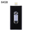 RQW-02 3 in 1 USB 2.0 & 8 Pin & Micro USB 64GB Flash Drive(Black) - U Disk & Card Reader by PMC TechLife | Online Shopping South Africa | PMC TechLife | Buy Now Pay Later Mobicred