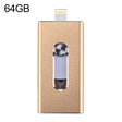 RQW-02 3 in 1 USB 2.0 & 8 Pin & Micro USB 64GB Flash Drive(Gold) - U Disk & Card Reader by PMC TechLife | Online Shopping South Africa | PMC TechLife | Buy Now Pay Later Mobicred