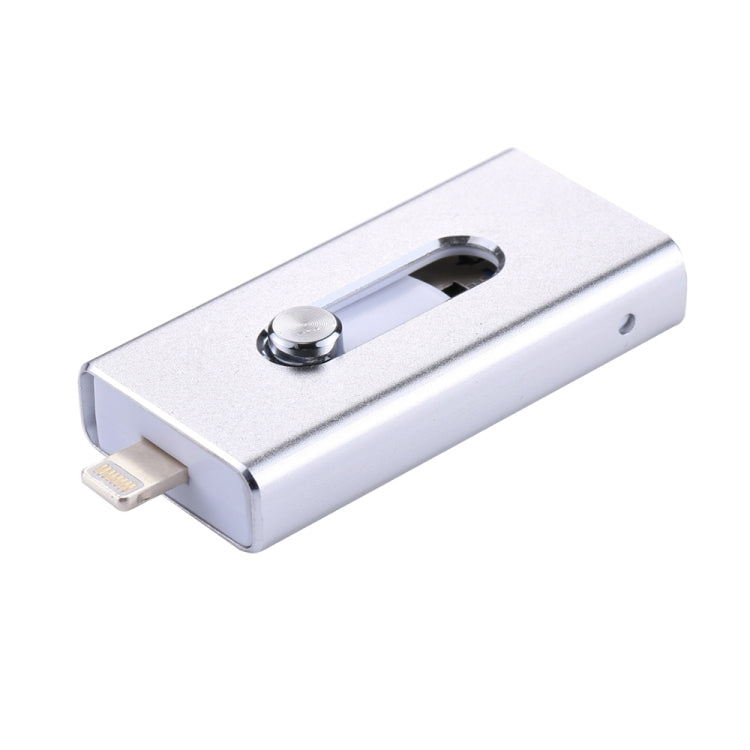 RQW-02 3 in 1 USB 2.0 & 8 Pin & Micro USB 64GB Flash Drive(Silver)