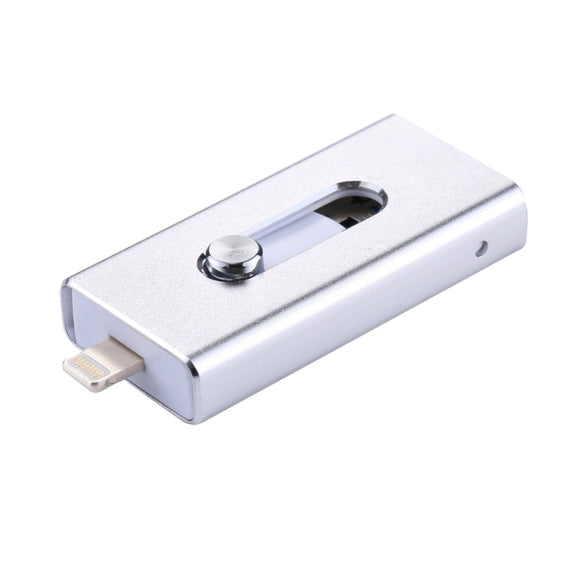 RQW-02 3 in 1 USB 2.0 & 8 Pin & Micro USB 128GB Flash Drive(Silver)