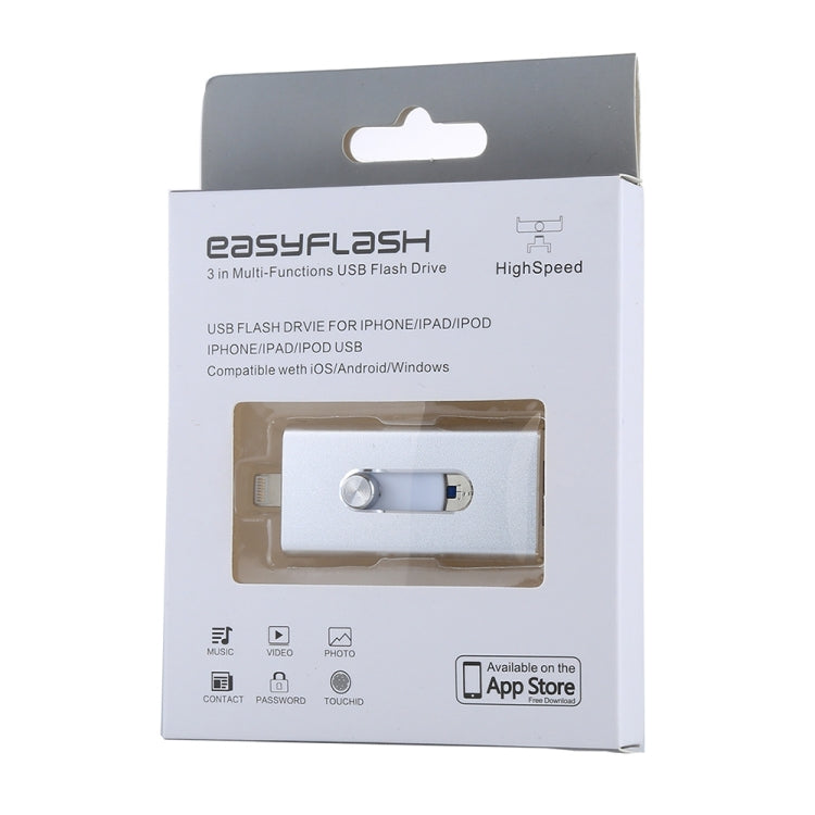 RQW-02 3 in 1 USB 2.0 & 8 Pin & Micro USB 16GB Flash Drive(Silver)