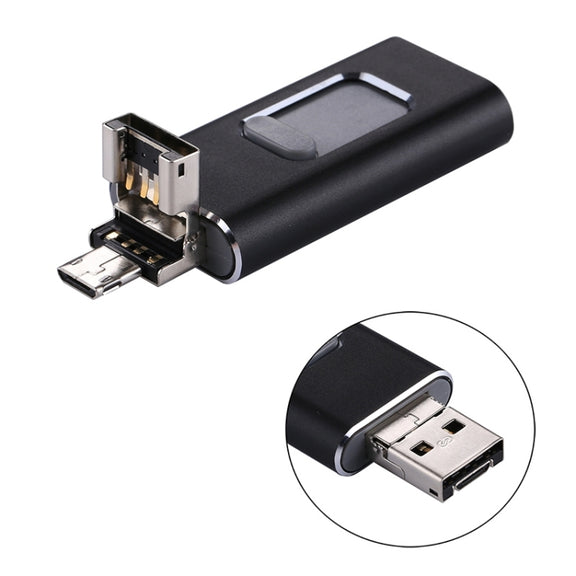 easyflash RQW-01B 3 in 1 USB 2.0 & 8 Pin & Micro USB 32GB Flash Drive(Black)