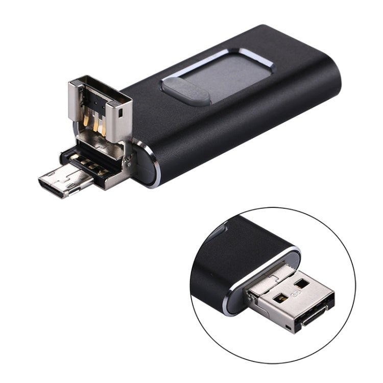 easyflash RQW-01B 3 in 1 USB 2.0 & 8 Pin & Micro USB 32GB Flash Drive(Black)