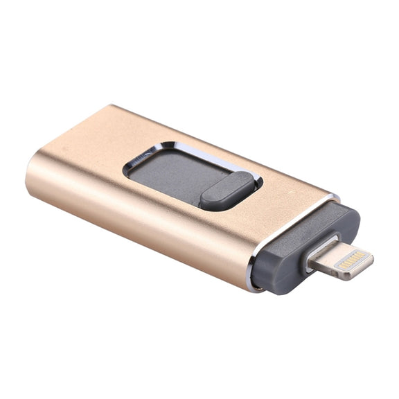 easyflash RQW-01B 3 in 1 USB 2.0 & 8 Pin & Micro USB 32GB Flash Drive(Gold)