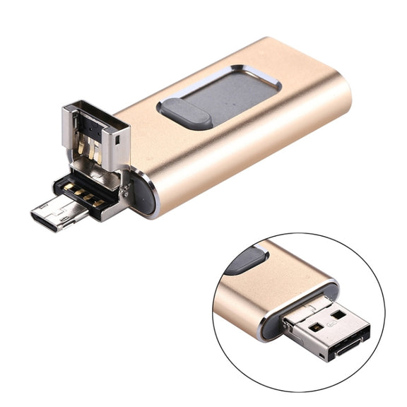 easyflash RQW-01B 3 in 1 USB 2.0 & 8 Pin & Micro USB 32GB Flash Drive(Gold)