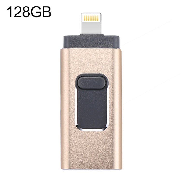 easyflash RQW-01B 3 in 1 USB 2.0 & 8 Pin & Micro USB 128GB Flash Drive(Gold)
