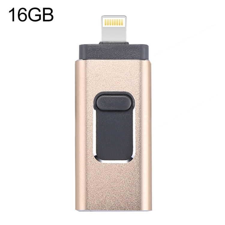 easyflash RQW-01B 3 in 1 USB 2.0 & 8 Pin & Micro USB 16GB Flash Drive(Gold)