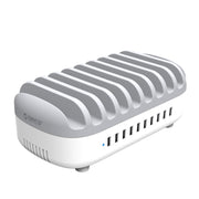 ORICO DUK-10P 120W 10 USB Ports Smart Charging Station with Phone & Tablet Stand, EU Plug(White)