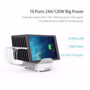 ORICO DUK-10P 120W 10 USB Ports Smart Charging Station with Phone & Tablet Stand, AU Plug(Black)