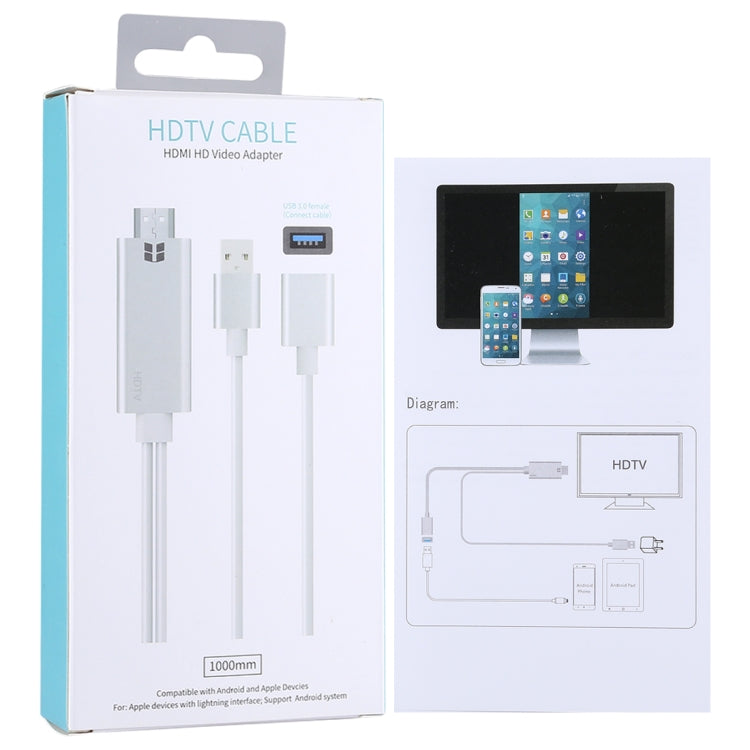 USB 3.0 Female HDMI HD 1080P Video Converter HDTV Cable(Silver)