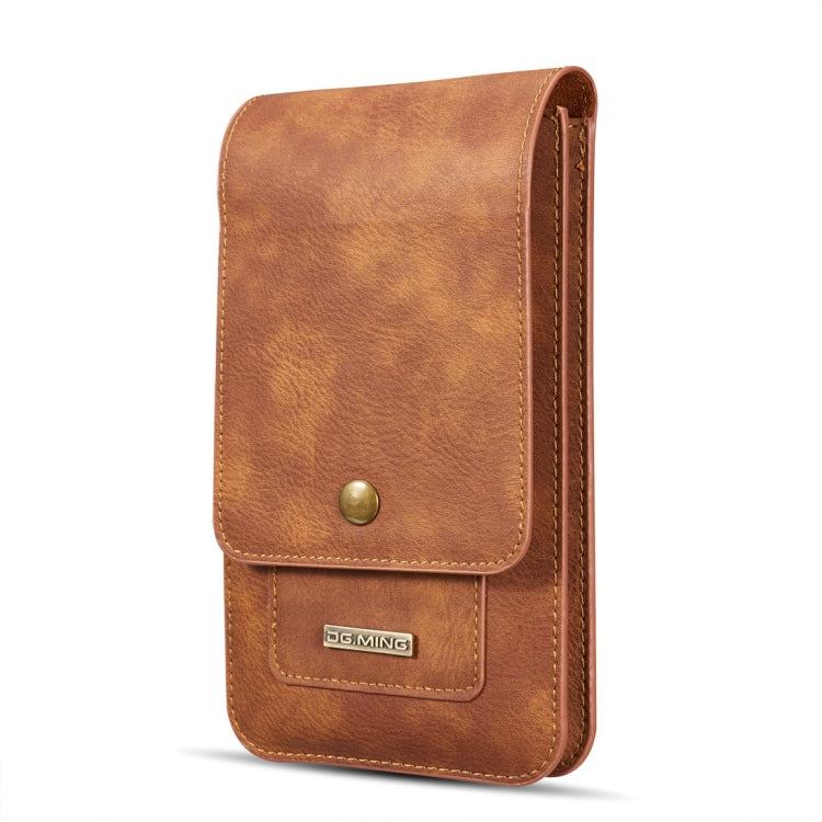 DG.MING Universal Cowskin Leather Protective Case Bag Waist Bag with Card Slots & Hook