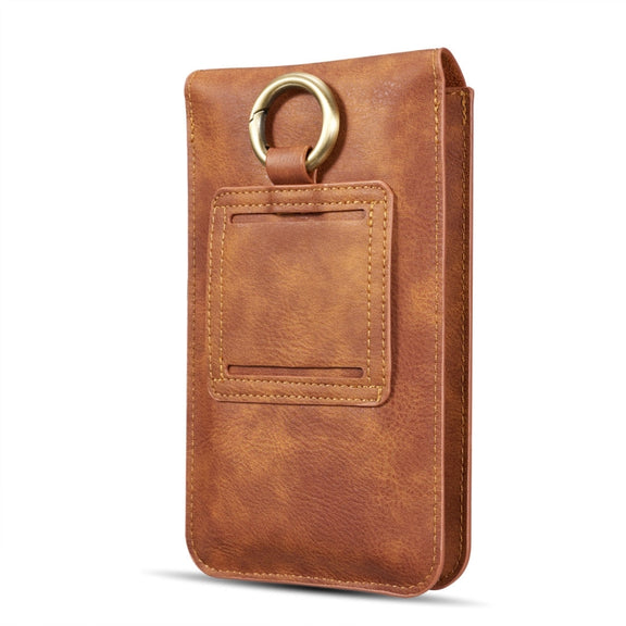 DG.MING Universal Cowskin Leather Protective Case Bag Waist Bag with Card Slots & Hook