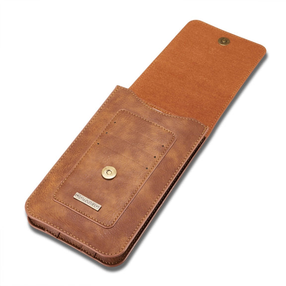 DG.MING Universal Cowskin Leather Protective Case Bag Waist Bag with Card Slots & Hook