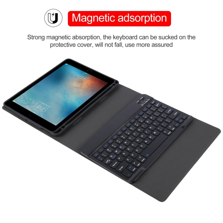 For iPad Pro 9.7 / 9.7 inch 2017 / 9.7 2018 / Air / Air 2 IP071 Separable ABS Smart Bluetooth Keyboard + Litchi Texture Horizontal Flip Leather Tablet Case (Black)