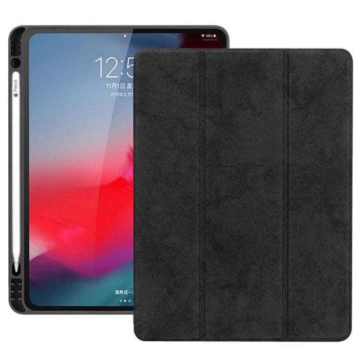 Horizontal Flip Leather Case with Pen Slot Three-folding Holder & Wake-up / Sleep Function for iPad Air 13 2024 / Pro 12.9 (2018)(Black)